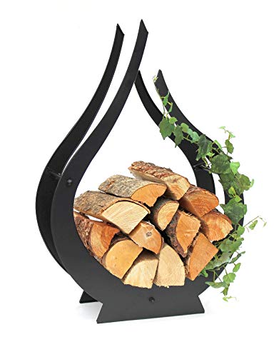 DanDiBo Kaminholzregal Innen Metall Schwarz Kaminholzständer Flamme 78 cm 190983 Holzkorb Kaminholzhalter Feuerholzregal Holzregal von DanDiBo