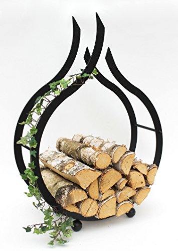 DanDiBo Kaminholzregal Innen Schwarz Kaminholzständer Flamme 78 cm Holzkorb Kaminholzhalter Feuerholzregal Holzregal von DanDiBo