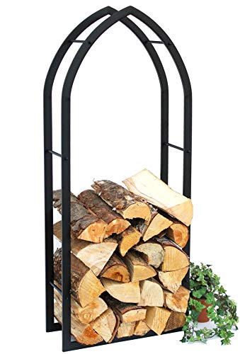 DanDiBo Kaminholzregal Innen Schwarz Metall Kaminholzständer MOS 123 cm Holzkorb Kaminholzhalter Feuerholzregal Holzregal von DanDiBo