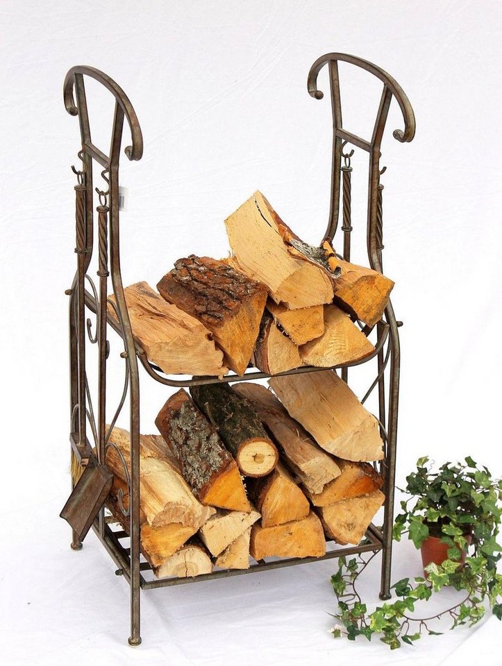 DanDiBo Kaminholzregal Kaminholzregal mit Kaminbesteck 130007 Kaminholzständer 94 cm Holzkorb Kaminset von DanDiBo