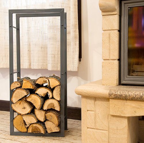 Kaminholzständer Kaminholzregal 100 cm Grau Holzkorb Kaminholzhalter Regal Holzregal von DanDiBo