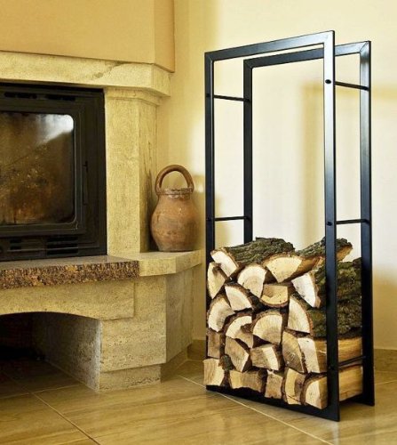 DanDiBo Kaminholzständer Kaminholzregal Innen Metall Schwarz 100 cm Holzkorb Kaminholzhalter Holzregal Regal von DanDiBo