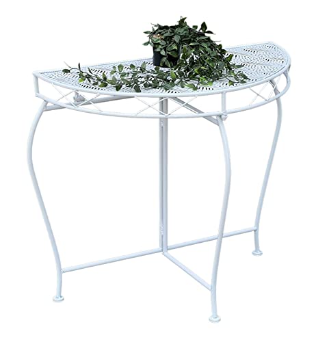 DanDiBo Konsolentisch Wandtisch Weiss 96313 Beistelltisch Metall 75 cm Gartentisch Halbtisch Tisch Halbrund Halbrundtisch Wandkonsole Konsole Wand von DanDiBo