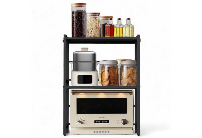 DanDiBo Küchenregal Erweiterbar für Arbeitsplatte Schwarz Stehend 3 Stufig 40-64 cm Regal, Verstellbares Küchenregal Regal Küche Klein Standregal von DanDiBo
