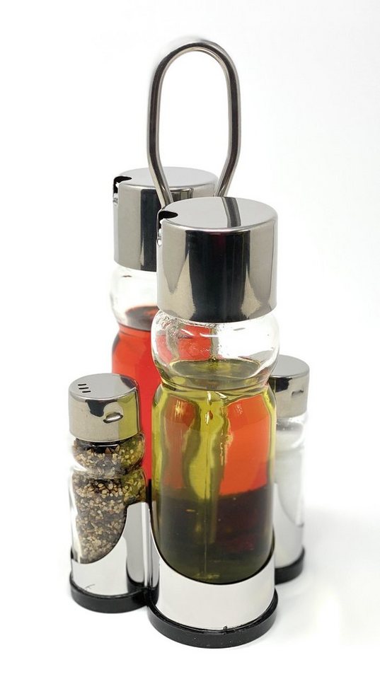 DanDiBo Ölspender Menage Essig und Öl Spender Glas Set Edelstahl 210 Silber Glas von DanDiBo