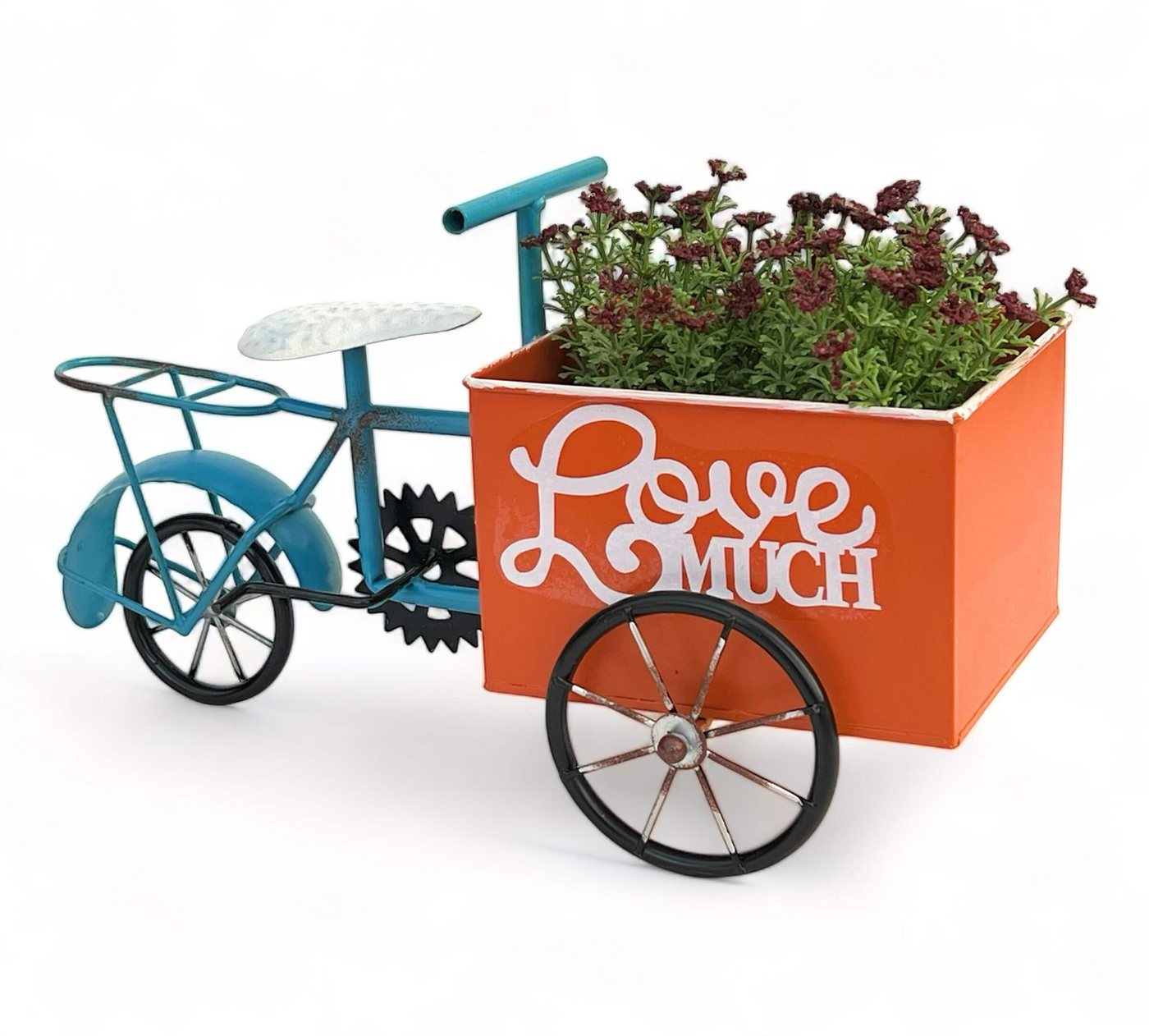 DanDiBo Pflanzentreppe Blumenfahrrad für Garten Metall Stehend Fahrrad Blau Orange von DanDiBo