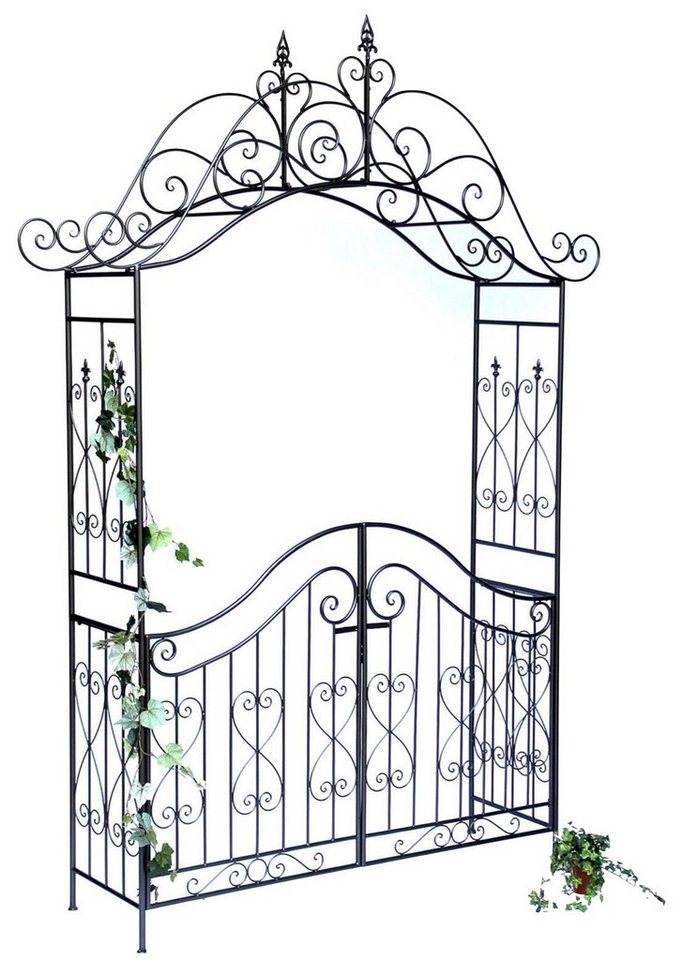 DanDiBo Rosenbogen Rosenbogen mit Tor Tür Pforte 131872 aus Metall Gartentor Metall, Kletterhilfe Pergola Spalier Rosenhilfe Rankgerüst 282x160 cm von DanDiBo