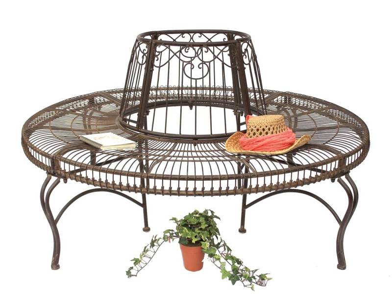 DanDiBo Rundbank Rund Metall Braun Ø 150 cm Baumbank JC112404 Gartenbank Sitzbank von DanDiBo