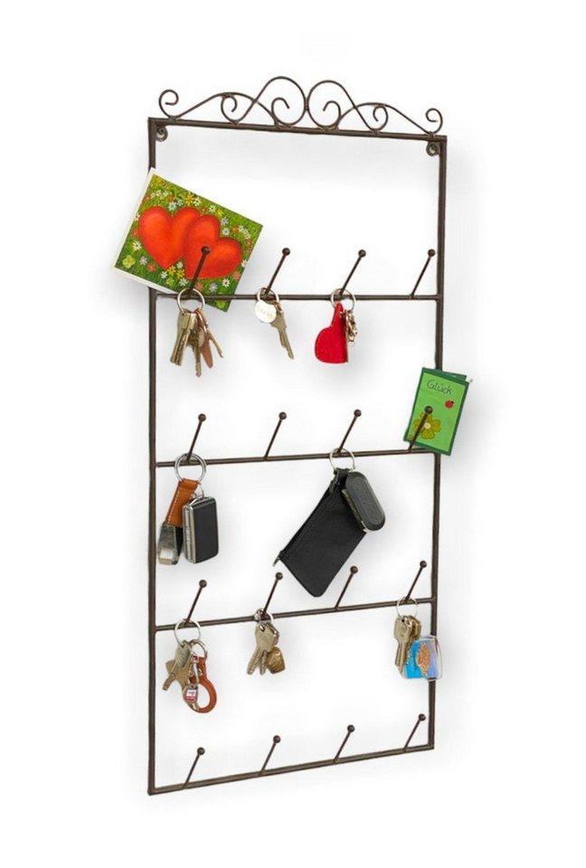 DanDiBo Schlüsselkasten Schlüsselhalter Wand Metall Hakenleiste mit 16 Haken Braun 75 cm 562399 Schlüsselbrett Schlüsselleiste Wandorganizer, auch für Tassen geeignet von DanDiBo