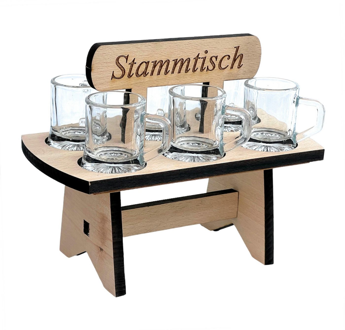 DanDiBo Schnapsglas Schnapsbrett 20 cm mit Gravur Stammtisch mit 6 Gläser Schnapslatte Schnapsleiste, prima als Geschenk für den Freund / Mann daheim von DanDiBo
