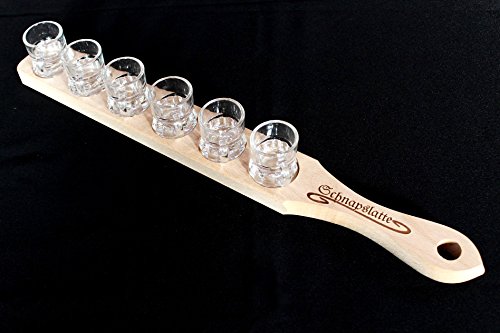 DanDiBo Schnapslatte Holz mit 6 Gläser Schnapsbrett Leiste Schnapsrunde mit Gravur von DanDiBo