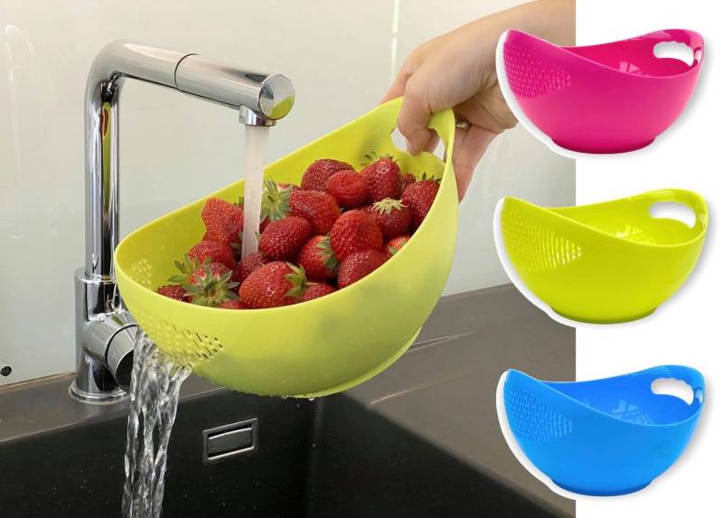 DanDiBo Seiher Schüssel mit Sieb Kunststoff 521 Nudelsieb Küchensieb Waschschüssel Abtropfsieb Salatschüssel Spülmaschinenfest von DanDiBo