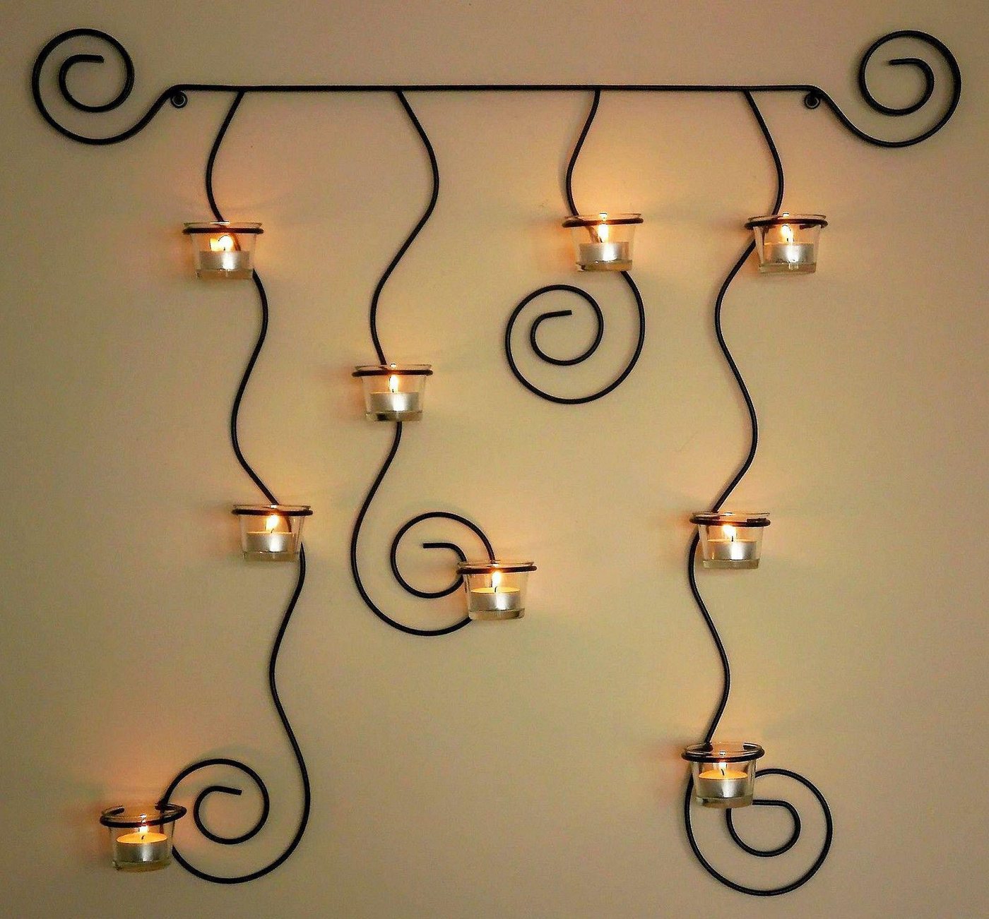 DanDiBo Teelichthalter Lysa Wandkerzenhalter Schwarz Metall 74 cm, Wandteelichthalter Kerzenhalter von DanDiBo
