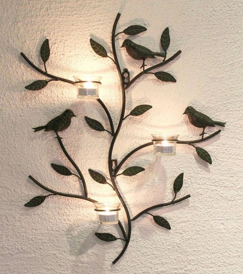 DanDiBo Teelichthalter 131002 Wandteelichthalter Metall 57 cm Wandleuchter Kerzenhalter von DanDiBo