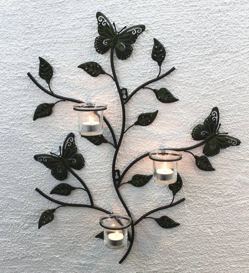 DanDiBo Teelichthalter Metall Kerzenständer Wandkerzenhalter für Wandteelichthalter 12120, Teelichthalter 62 cm Wandleuchter Kerzenhalter Wand Teelichtglas von DanDiBo