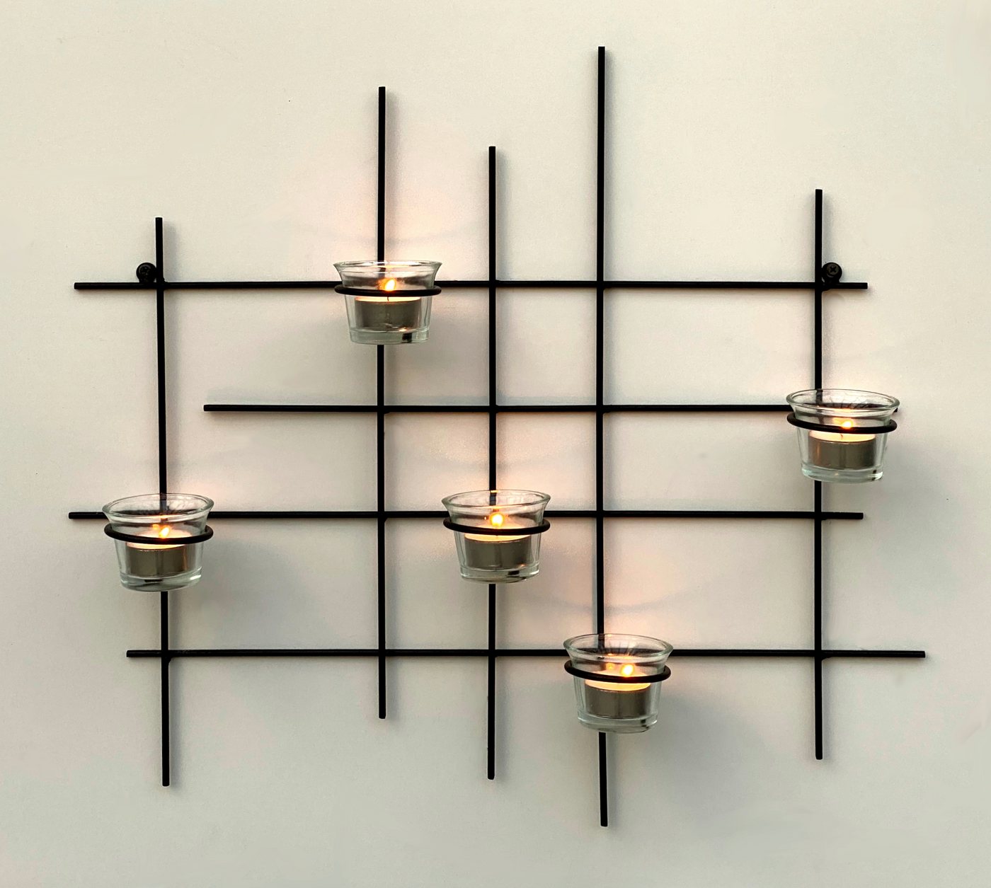 DanDiBo Teelichthalter Wand Metall Leuchter 5XXL Wandkerzenhalter 50 cm, Wandteelichthalter Kerzenhalter Wanddeko von DanDiBo