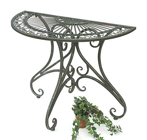 DanDiBo Tisch Halbrund Wandtisch Halbtisch 130434 Beistelltisch aus Metall 90 cm Gartentisch Konsole von DanDiBo