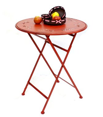 DanDiBo Tisch Passion D-65 cm aus Metall 3607 Rot Gartentisch Bistrotisch Klapptisch von DanDiBo