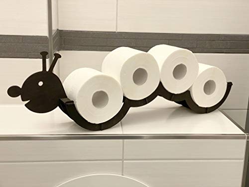 DanDiBo Toilettenpapierhalter Holz Schwarz Raupe Klopapierhalter Wand WC Rollenhalter Ersatzrollenhalter von DanDiBo