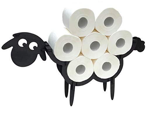 DanDiBo Toilettenpapierhalter Schwarz Schaf Holz WC Rollenhalter WC Papierhalter Klopapierhalter Stehend Toilettenrollenhalter von DanDiBo