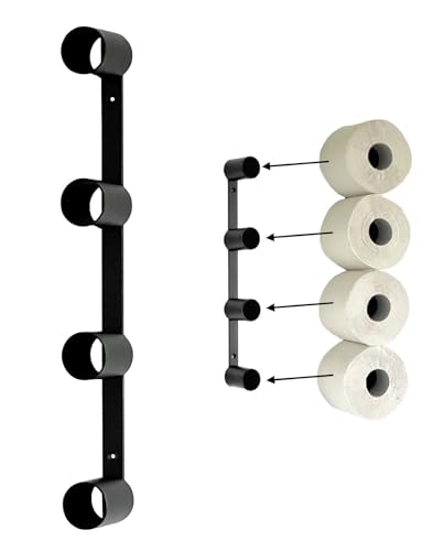 DanDiBo Toilettenpapierhalter Schwarz Wand Metall 4 Halter Unsichtbar Klopapierhalter Toilettenrollenhalter WC Rollenhalter Ersatzrollenhalter von DanDiBo