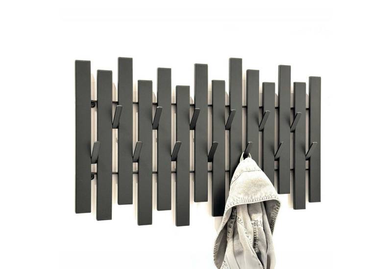 DanDiBo Wandgarderobe Schwarz Metall Modern 96637 Garderobe Wand mit Haken Garderobenleiste (Paneel), Hakenleiste Garderobenhaken Schmal auch als Handtuchhalter geeignet von DanDiBo