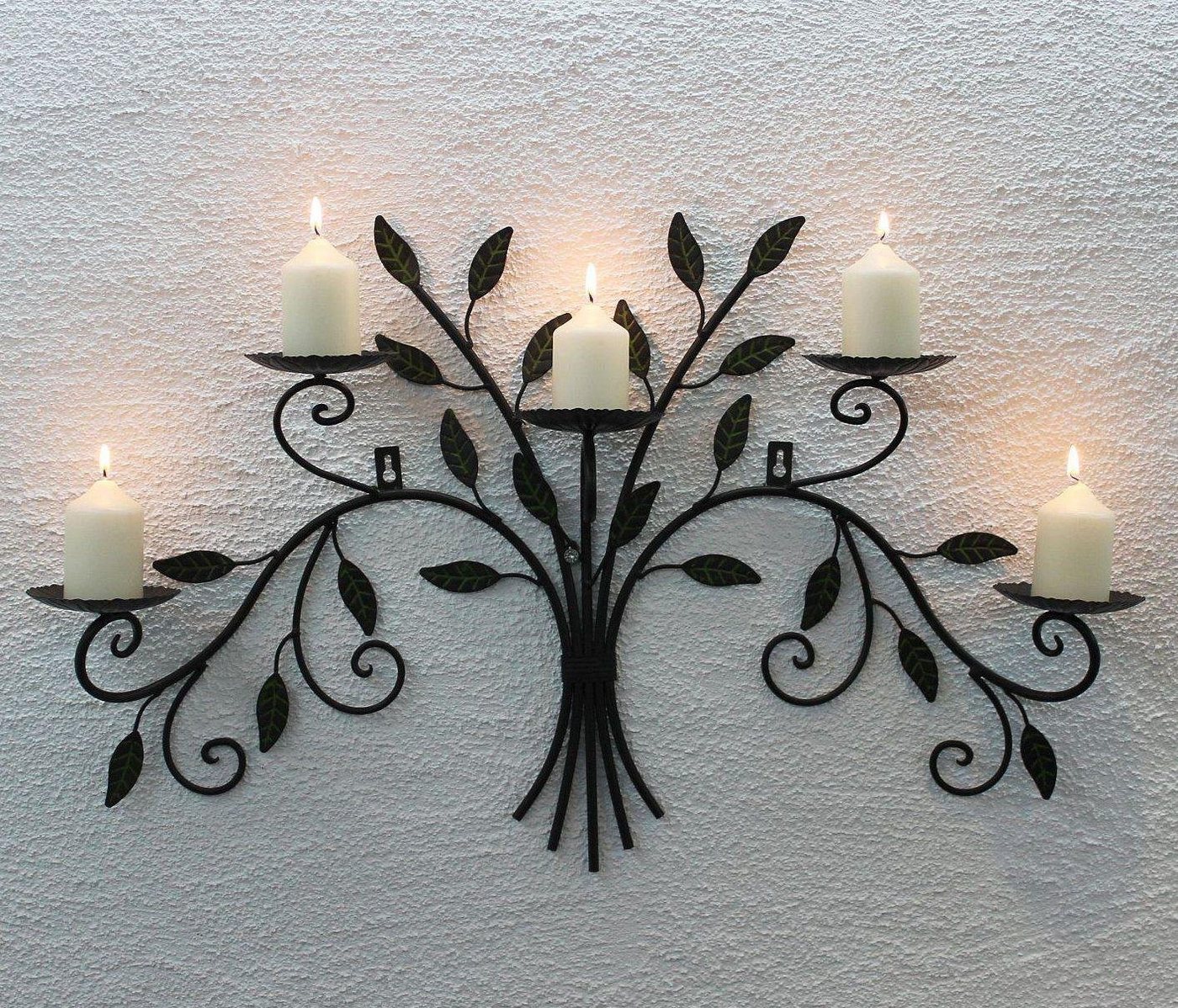DanDiBo Wandkerzenhalter »Wandkerzenhalter Metall 12119 Kerzenhalter Wand Schmiedeeisen 70 cm Kerzenleuchter« von DanDiBo