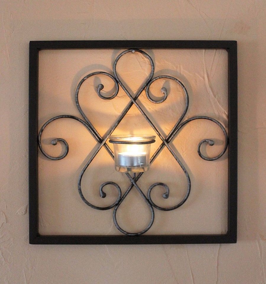 DanDiBo Wandkerzenhalter Wandteelichthalter Arabika Metall Wand Schwarz 31 cm Teelichthalter Kerzenhalter Wandkerzenhalter Wandleuchter von DanDiBo