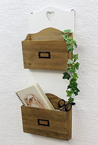 DanDiBo Wandregal Landhaus Weiß aus Holz 12028 Regal für die Wand 60 cm Vintage Shabby Chic Küchenregal Magazinhalter Zeitungshalter von DanDiBo