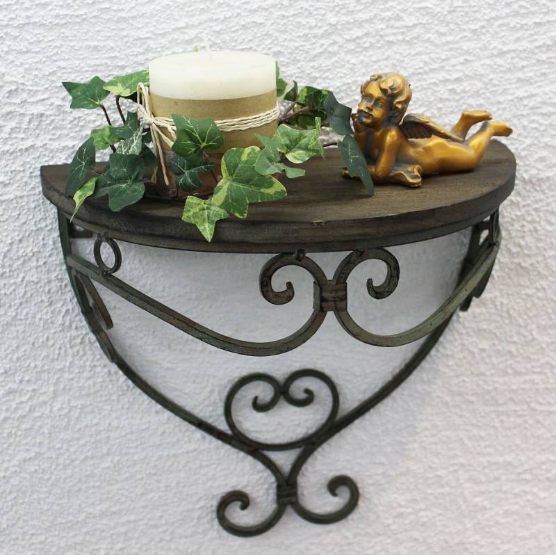 DanDiBo Wandregal 12095 Wandkonsole "Malega" aus Metall mit Holzablage Badregal von DanDiBo