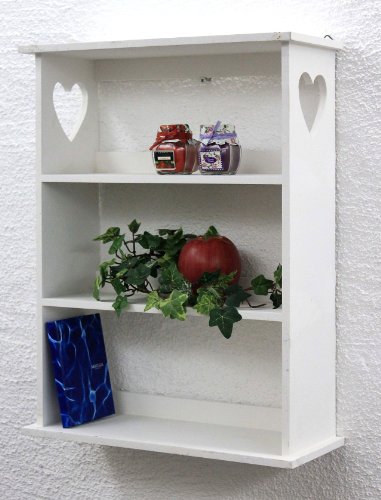 DanDiBo Wandregal mit Herz 12013 Regal 50 cm Vintage Shabby Landhaus Küchenregal Weiß von DanDiBo