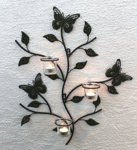 DanDiBo Wandteelichthalter Metall Kerzenständer Wandkerzenhalter für Teellichter 12120 Teelichthalter 62 cm Wandleuchter Kerzenhalter Wand Teelichtglas von DanDiBo