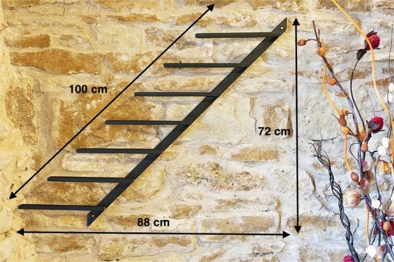 DanDiBo Weinregal Metall Schwarz Diagon 100 cm Flaschenhalter Flaschenständer Wandregal von DanDiBo