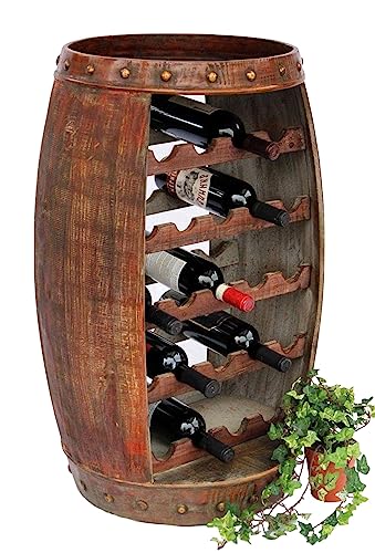 DanDiBo Weinregal Holz Stehend Weinfass 0370-R Fass 80 cm Flaschenregal Flaschenständer Flaschenhalter Braun Bar Weinbar von DanDiBo