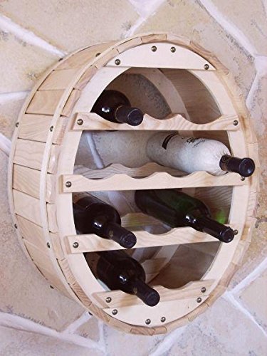 DanDiBo Weinregal Holz Wand Weinfass für 12 Flaschen Natur für die Wandmontage Wandregal zum aufhängen Flaschenregal von DanDiBo