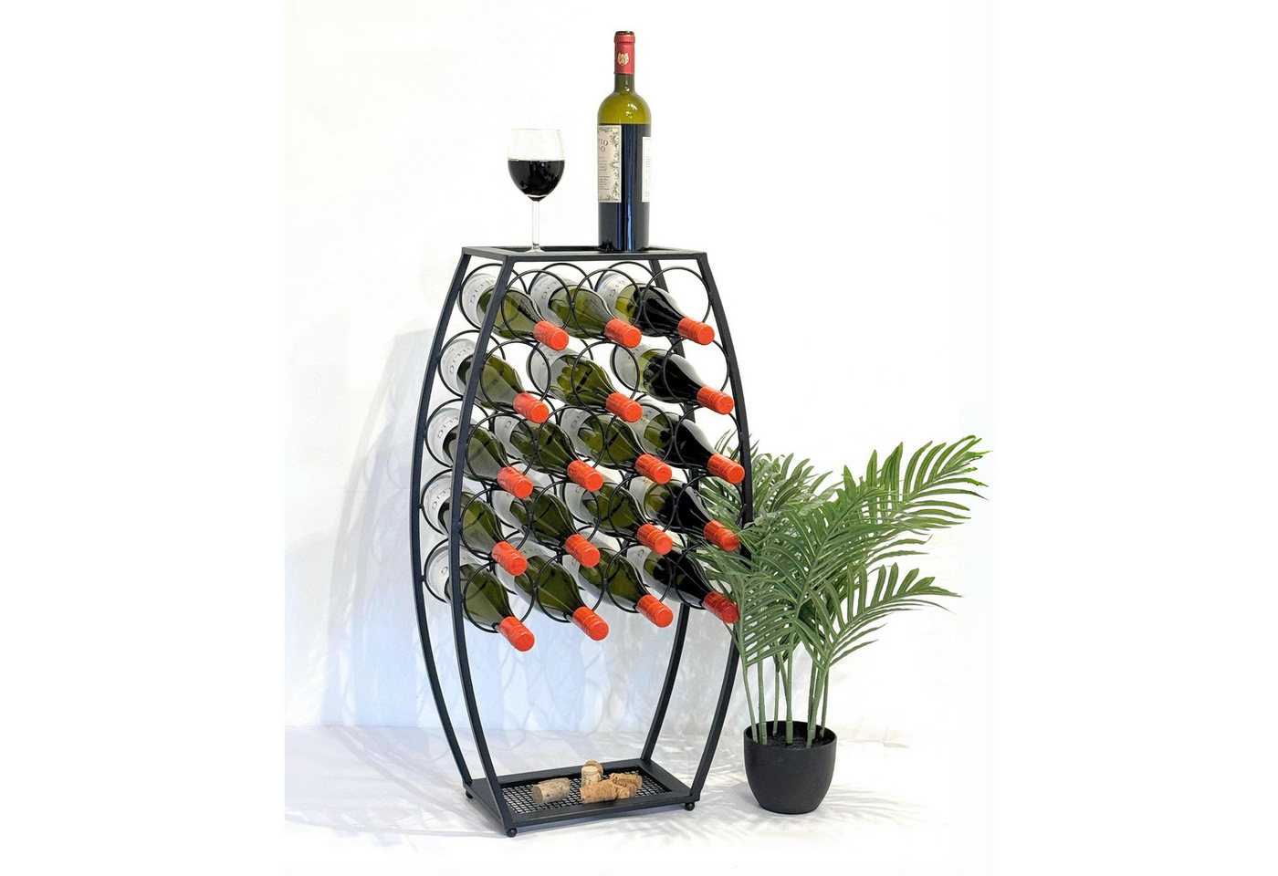 DanDiBo Weinregal Metall Schwarz Stehend 83 cm 96640 Weinständer für 18 Flaschen, Dekorativer Weinflaschenhalter in Fass-Optik Flaschenregal mit Ablage DanDiBo Weinregal Metall Schwarz Stehend 83 cm 96640 Weinständer für 18 Flaschen, Dekorativer Weinflaschenhalter in Fass-Optik Flaschenregal mit Ablage von DanDiBo