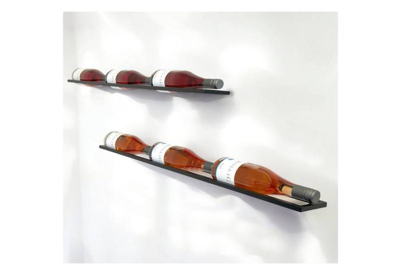 DanDiBo Weinregal Wand Metall 6 Flaschen Schwarz Linea 2er Set schwebende Weinhalterung, Flaschenregal Schmal Weinflaschenhalter für Wandmontage von DanDiBo