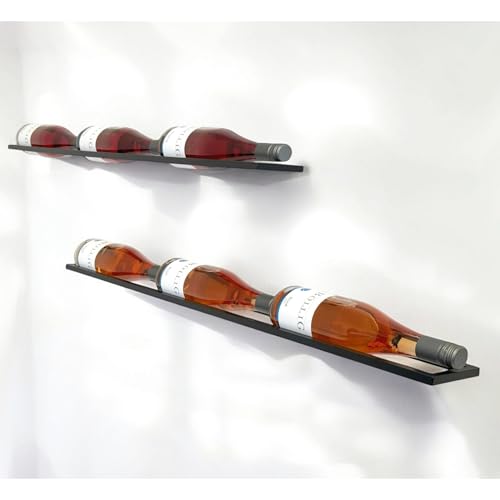 DanDiBo Weinregal Wand Metall 6 Flaschen Schwarz Linea – 2er-Set schwebende Weinhalterung – Flaschenregal Schmal – Flaschenhalter für 6 Weinflaschen – Weinflaschenhalter für Wandmontage von DanDiBo