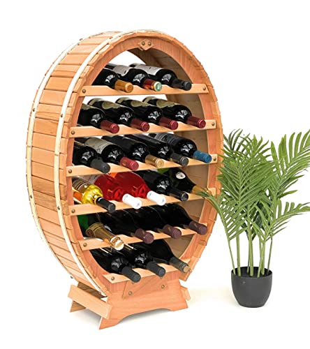 DanDiBo Weinregal Weinfass aus Holz für 24 Flaschen Natur Lackiert Bar Flaschenständer Weinständer Fass Regal von DanDiBo