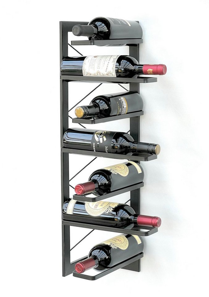 DanDiBo Weinregal Weinhalter Metall Schwarz Ecke Wand 70 cm Eckregal Flaschenregal 96292, Flaschenhalter Wandmontage Modern Wandhalter Wandregal für 7 Flaschen von DanDiBo