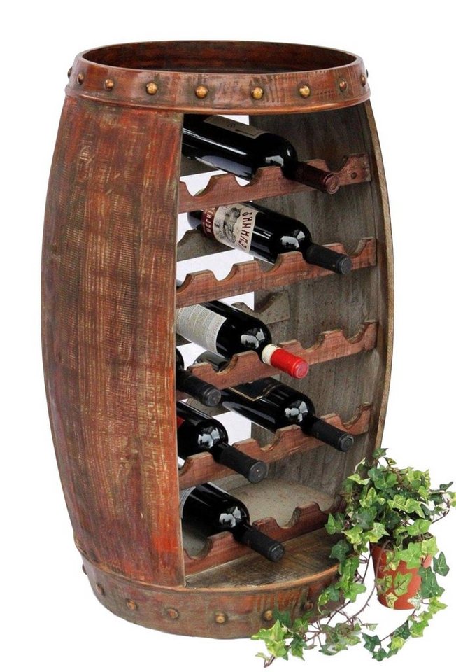DanDiBo Weinregal Holz Stehend 0370-R Holz 80 cm Flaschenständer Braun Fassbar von DanDiBo