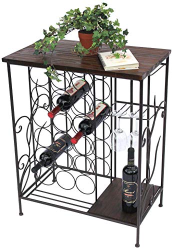 DanDiBo Weinregal mit Ablage 12977 Flaschenregal mit Glashalter 83 cm Braun Metall Holz Flaschenhalter Weinschrank Regal stehend DanDiBo Weinregal mit Ablage 12977 Flaschenregal mit Glashalter 83 cm Braun Metall Holz Flaschenhalter Weinschrank Regal stehend von DanDiBo