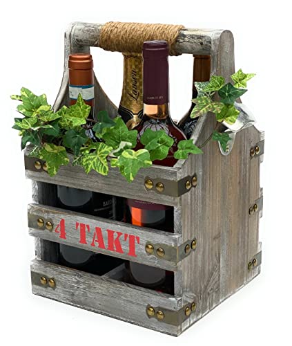 DanDiBo Weinträger 4 Flaschen Flaschenträger Holz 4 Takt 96034 Weinregal Flaschenkiste Flaschenkorb Weinflaschenträger von DanDiBo