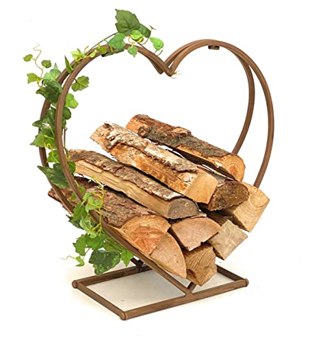 Kaminholzregal Innen Metall Herz Kaminholzständer 2013221 M 53 cm Holzkorb Kaminholzhalter Holzregal Feuerholzhalter Deko von DanDiBo