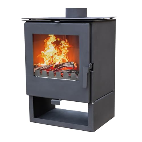 Kaminofen ALAZ K5S Schwarz Holzofen 6 kW Holz Ofen Kamin Heizofen Dauerbrandofen Hüttenofen von DanDiBo