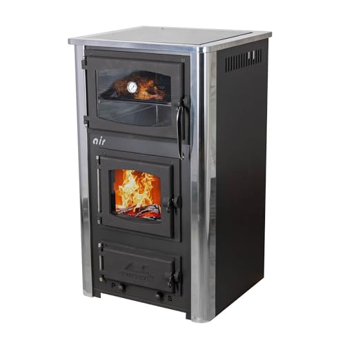 Kaminofen mit Backfach und Herdplatte mit Glaskeramik ABC Concept 2 Air Mini Mehrfachbelegung Holzofen 10 kW Kamin Ofen Holz Werkstattofen Schwedenofen Hüttenofen Heizofen Holzofen von DanDiBo