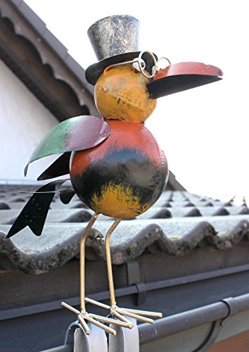 Rabe für die Dachrinne 30 cm Bunt Vogel aus Metall 2344 Dachschmuck Gartendeko von DanDiBo