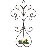 Dandibo Wandkerzenhalter Metall Antik Schwarz 12107 Kerzenhalter Wand 58cm Schmiedeeisen Kerzenleuchter Einzel von DanDiBoDE