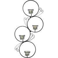 Dandibo Wandteelichthalter Metall Schwarz Rund Wandkerzenhalter 60 cm Teelichthalter Wand Teelicht Wandleuchter Schmiedeeisen von DanDiBoDE