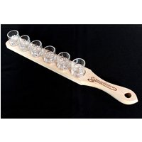 Schnapslatte 52cm Mit 6 Gläser Schnapsbrett Schnapsleiste Schnapsrunde Gravur Serviertablett von DanDiBoDE